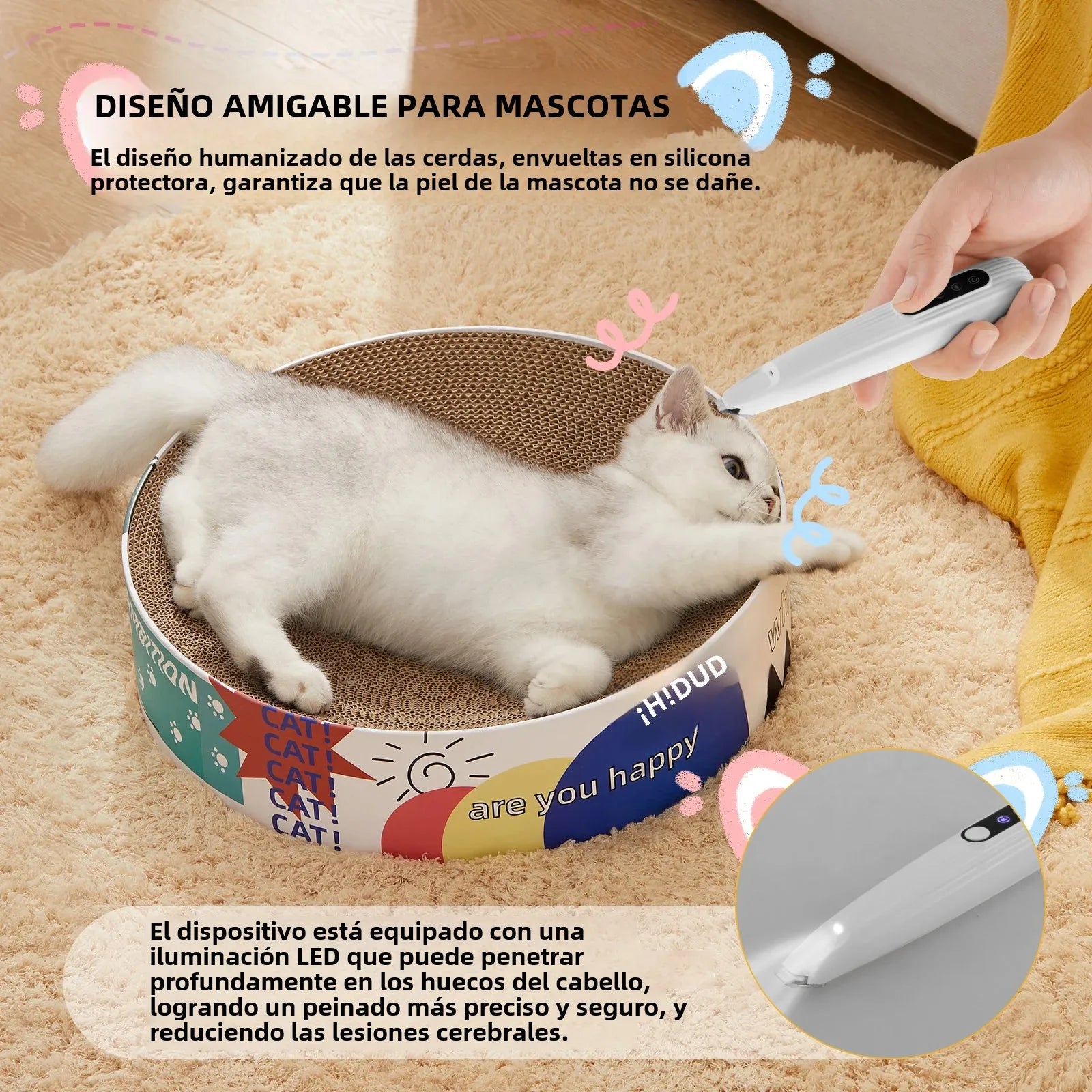 Recortador de Pelo para Patas de Mascotas con Luz LED