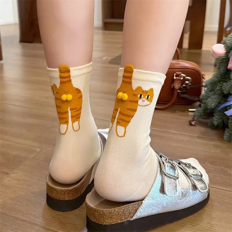 Calcetines Divertidos de Gato en 3D