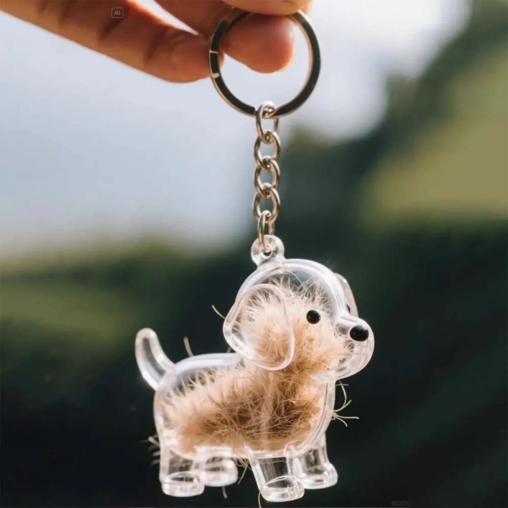 Llavero Transparente para Guardar Pelo de Mascota con Diseño de Perrito