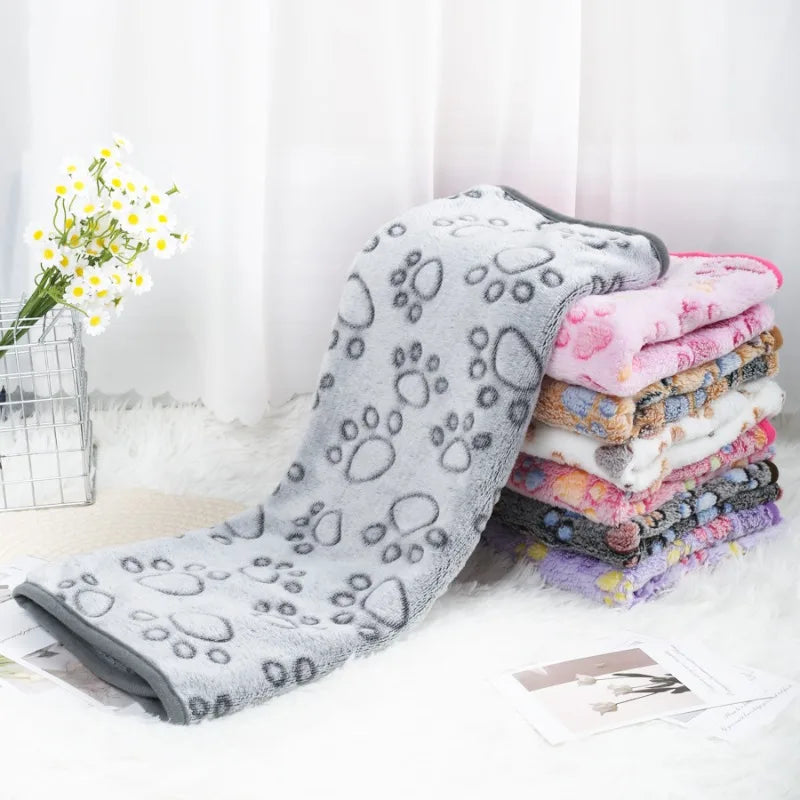 Manta Suave y Cálida para Mascotas con Estampado de Huellas