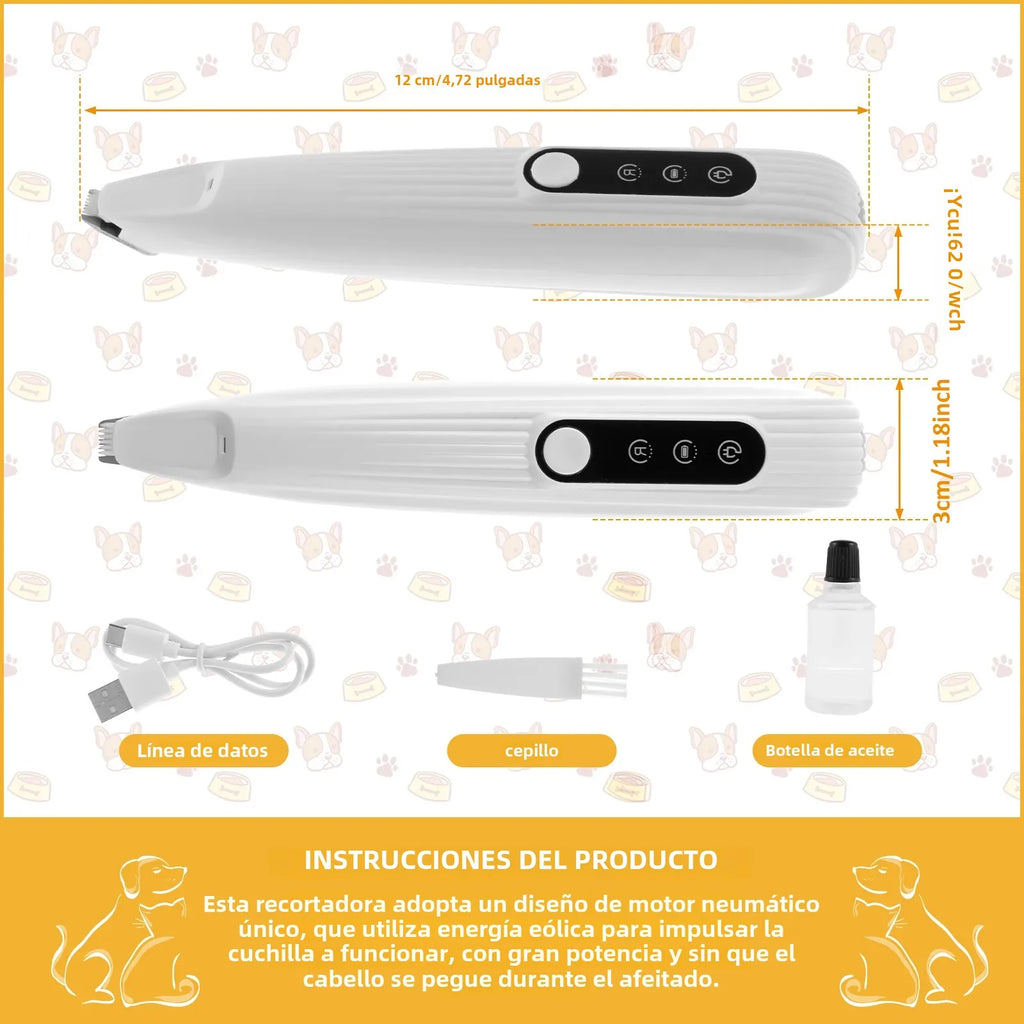 Recortador de Pelo para Patas de Mascotas con Luz LED