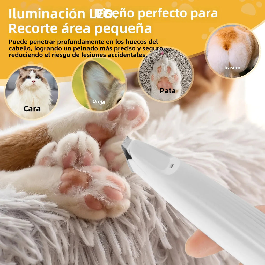 Recortador de Pelo para Patas de Mascotas con Luz LED