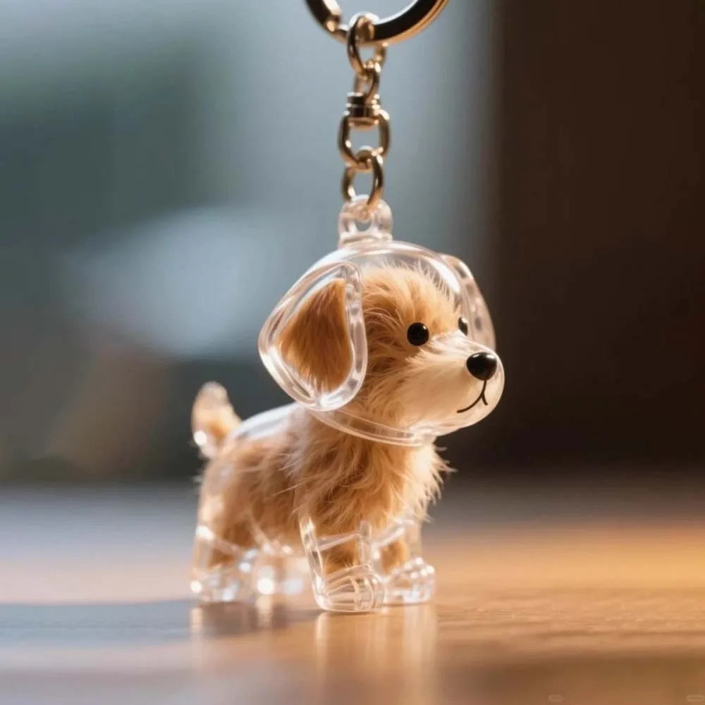 Llavero Transparente para Guardar Pelo de Mascota con Diseño de Perrito