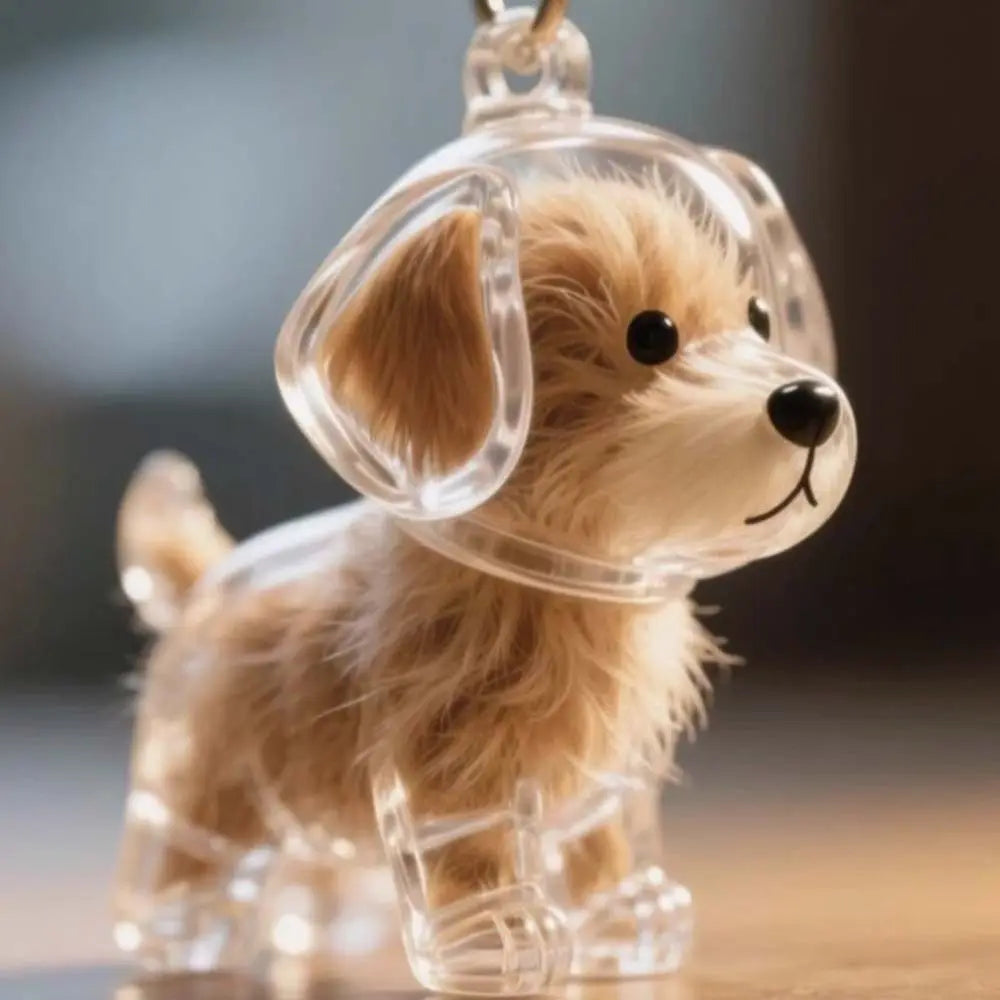 Llavero Transparente para Guardar Pelo de Mascota con Diseño de Perrito