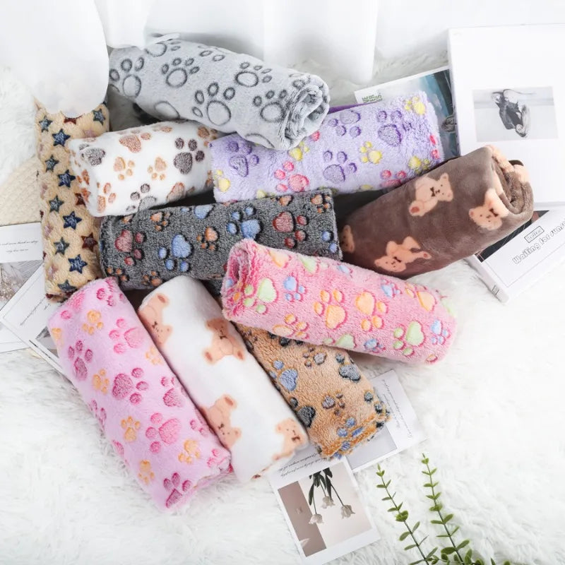 Manta Suave y Cálida para Mascotas con Estampado de Huellas