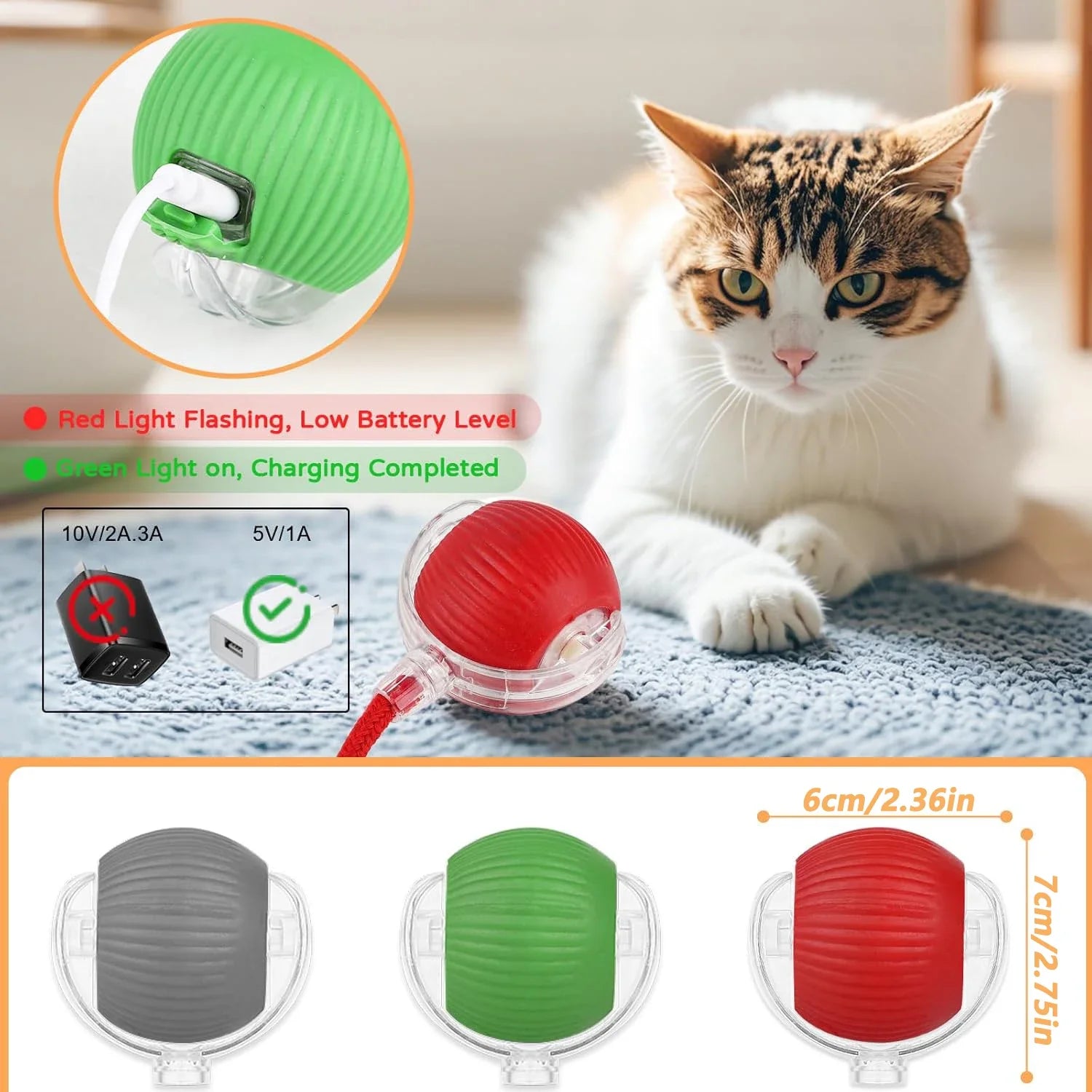 Pelota Interactiva Automática para Perros y Gatos con Cola y Movimiento Inteligente