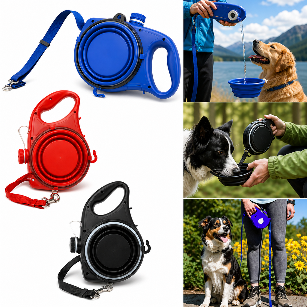 Correa 3 en 1 para Perros: Agua, Bolsas y Paseo en un Solo Accesorio