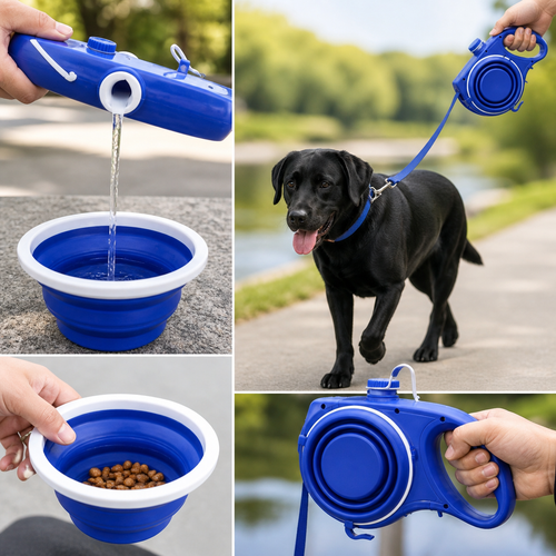 Correa 3 en 1 para Perros: Agua, Bolsas y Paseo en un Solo Accesorio